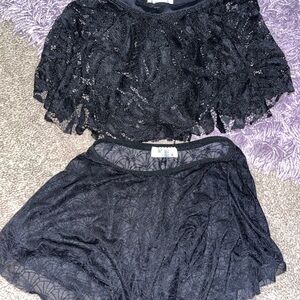 Kids Black Lace Outfit Set